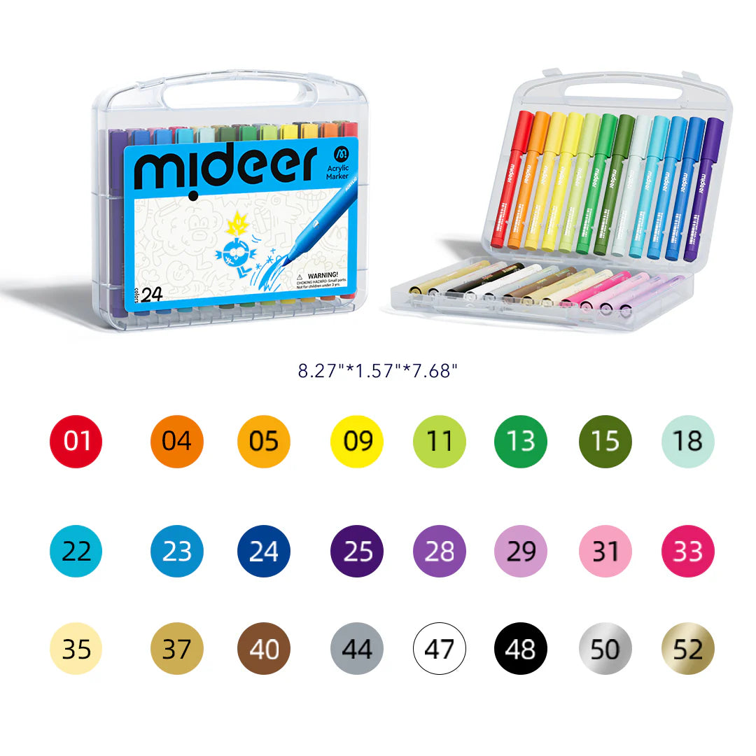 Acrylic markers felt-tip pens with a soft tip - 24 colors