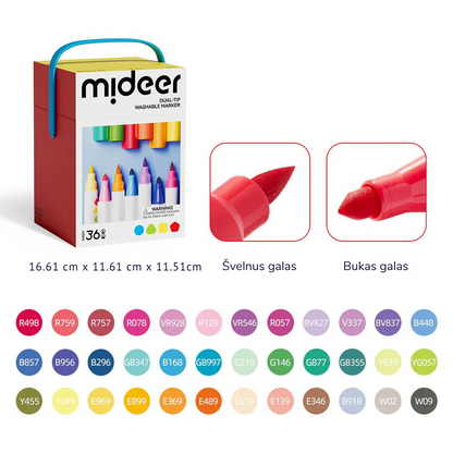 Double-sided washable markers / felt-tip pens - 36 colors